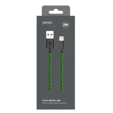 Кабель Pero (DC-04) micro USB, 1 м, зелено-черный, 2A 4603768350019