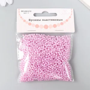 Набор бусин "Рукоделие" пластик, диаметр 3 мм, 25 гр, светло-розовый 9527140 9527140