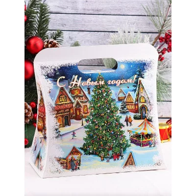 Коробка для конфет Сумка Новогодний каток "Собственная разработка" ПП-5246