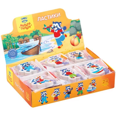 Ластик Мульти-Пульти "Приключения Енота", фигурный, термопластичная резина, 45*35*8мм 255552