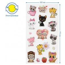 Наклейки объемные Мульти-Пульти "Котики", 10*22см, 16 наклеек, инд. уп., европодвес 329648