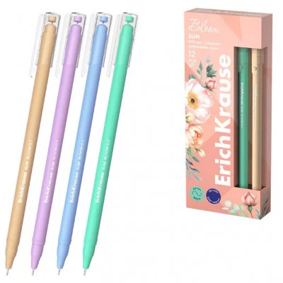 Ручка шариковая ErichKrause Slim Stick Pastel Bloom 0.7, цвет чернил синий  61047