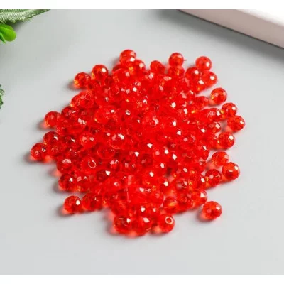 Набор бусин для творчества пластик "Кристалл с гранями красный" 20 гр 0,4х0,6х0,6 см 5131764