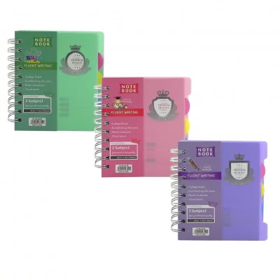 Записная книжка А6, Alingar, гребень, пластиковая обложка, с разделителями, ассорти, клетка, 120 л. Пастельные тона. AL10559