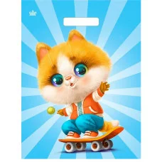 Пакет с прорубной ручкой ТИКО Кот на спорте 40*31 1136