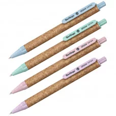 Ручка шариковая автоматическая Berlingo "Green Series" 0,7мм, синяя, корпус с пробковым покрытием 333045