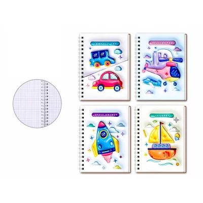 Блокнот ТРАНСПОРТ 13х18 см, 78 л. внутренний блок в клетку, мягкая объемная обложка M-3163