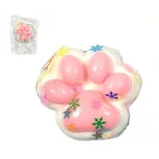 Антистресс Сквиш Лапка Белая с Розовыми Подушечками + Звуездочки AF-114