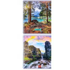 Тетрадь КЛЕТКА А5 80л. ВОЛНУЮЩИЕ ПЕЙЗАЖИ-1 (80-9119) гребень. цвет.мелов.обложка. двойная обложка ТК8416