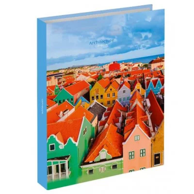 Тетрадь КЛЕТКА 120л. ЯРКАЯ АРХИТЕКТУРА - 2 (120-1565) (на кольцах) твин-лак, холодная фольга 120-1565