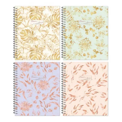 Тетрадь 48 л.170х203 кл.мет.гребень "Flowers & Leaves" 3307-48
