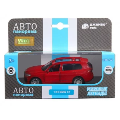 ТМ "Автопанорама" Машинка металлическая, 1:44, BMW X7, красный металлик, откр. двери, в/к 17,5*12,5*6,5 см JB1251258