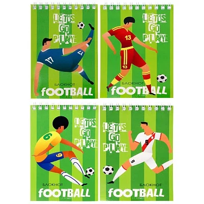 БЛОКНОТ А6 40л. на гребне ФУТБОЛЬНЫЙ ДИЗАЙН Б40-0263 ассорти, клетка