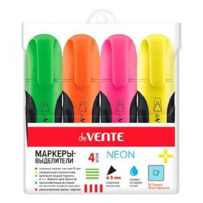 Маркеры в наборе текстовыделители 04цв корпус плоский 1-5мм (ж/з/о/р) DEVENTE 5045815 298621
