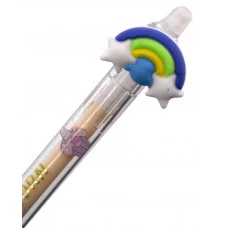 Ручка гелевая пиши-стирай Alingar, автомат, "Радужные звезды", 0,5 мм, синяя, круглый, цветной, пластиковый корпус, карт. уп. AL11621