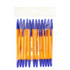 Набор ручек шариковых, "ПРОФИ" 12 шт.,СИНИЕ ЧЕРНИЛА(НР-3354) рифл грип,оранжевый корпус, d=0,7 мм НР-3354