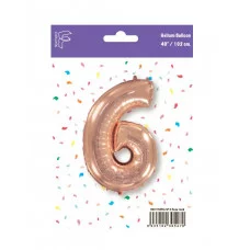 Шар (40\'\'/102 см) Цифра, 6, Розовое Золото, 1 шт. в уп. B901766RG
