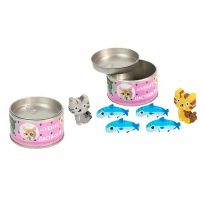 Ластик "Need More Cats" 06шт/уп мягкий винил фигурный в жест.банке ассорти DEVENTE 8030307 155335