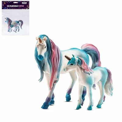 ТМ "КОМПАНИЯ ДРУЗЕЙ", серия "Животные планеты Земля", набор "Единорог и жеребенок", голубой, в/п 18*15*4 см JB0211373