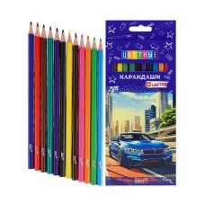 TM "Profit"Карандаши цв пл.2М,набор,гекс.12цв. АВТО (КЦ-4696) гриф.d=2,8мм,в к/к,  КЦ-4696