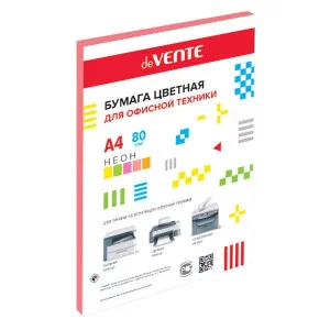 Бумага цветная А4 80г/м2 неон 50л розовый DEVENTE 2072942 461006