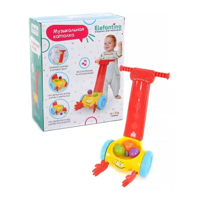 Музыкальная каталка "Elefantino" весёлая песенка на рус.яз. весёлая игра, в/к 28*15*34,5 см. IT104393