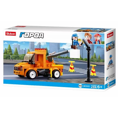 Конструктор пластиковый. SLUBAN Город. Служба электросетей (122 деталь). Арт. M38-B0781D