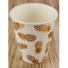 Бумажные стаканы с тиснением Золотые ананасы, 250 мл, 6 шт ФЛ-2797