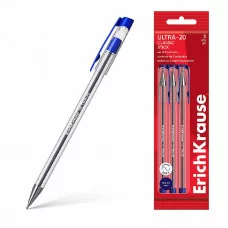 Набор из 3 ручек шариковых ErichKrause ULTRA-20 Stick Classic 0.7, Super Glide Technology, цвет чернил синий (в пакете) 61029