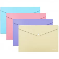 Папка-конверт на кнопке пластиковая ErichKrause Diagonal Pastel, A4, непрозрачный, ассорти 50322