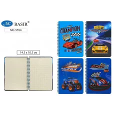 Блокнот детский МАШИНЫ яркая, цветная обложка 7-БЦ, евроспираль, рисунок-машины с голографичсес МС-5554