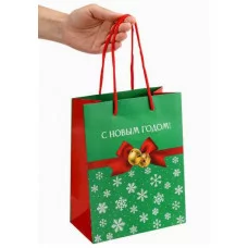 Dream cards Пакет подароч. с мат.лам. и глит. 18х23х10 см (M) Снежинки 190г ППК-2309