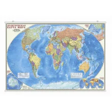 Карта настенная на рейках. Мир Политический. М1:25 млн. 124х80 см. ГЕОДОМ, изд.: Гео-дом