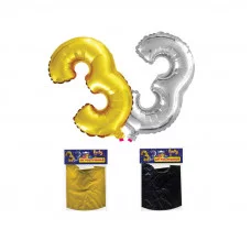 ШАР ФОЛЬГИРОВАННЫЙ, ЦИФРА "3", 35см, золото/серебро, ассорти ACTION! L00656