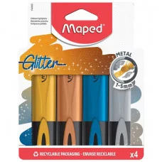 Набор текстовыделителей с блестками MAPED "FLUO PEP\'S Glitter" 4 шт., АССОРТИ, линия 1-5 мм, 742000