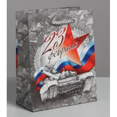 Пакет ламинированный вертикальный «С Праздником 23 февраля!», S 12 × 15 5,5 см 2557291