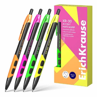 Ручка шариковая автоматическая ErichKrause XR-30 Matic&Grip Accent 0.7, цвет чернил синий 1шт 61083