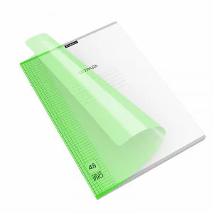Тетрадь общая ученическая с пластиковой обложкой на скобе ErichKrause Классика CoverPrо Neon, зеленый, А4, 48 листов, клетка 56409