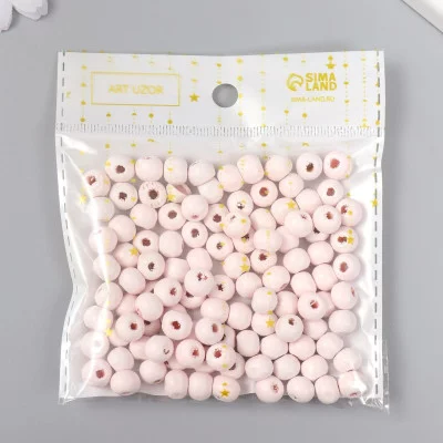 Бусины для творчества дерево "Дерзкий розовый" d-0,8 см, набор 20 гр   9463288