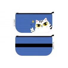 Пенал-косметичка на молнии (110х210) 1-секция. Ткань, полноцветная печать. Резинка - крепление на обложку. Инд.уп. OPP Хитрый кот (Эксклюзив) ПМ0185