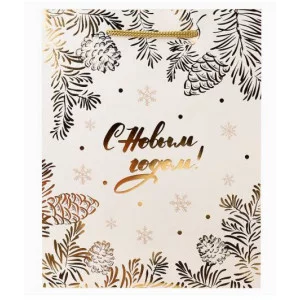 Dream Cards Пакет подар.с мат.лам.и тис.ф.26x32x10см(L) Новогодние узоры 190г ПКП-8285