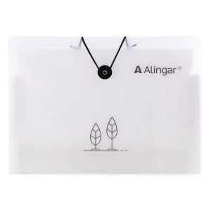 Папка-картотека на пуговице  Alingar, A4, "Tree", 325х235х20 мм, 500 мкм,13 отделений, наклейки-разделители, прозрачная, матовая, текстура AL11378