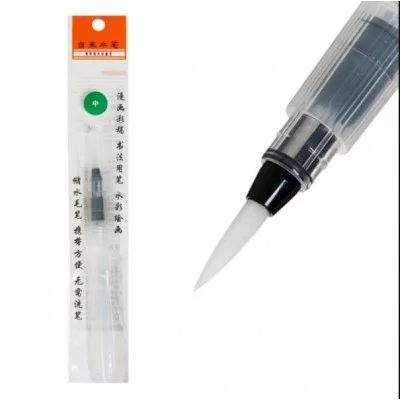 Кисть синтетика круглая №2 с резервуаром для воды, туши,чернил 2887406