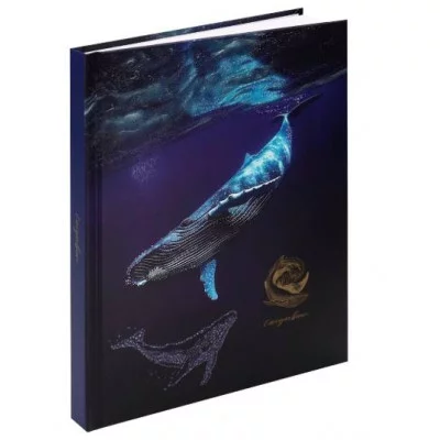 ЕЖЕДНЕВНИК А5,128л. БОЛЬШОЙ СИНИЙ КИТ (128-9901) 7БЦ, матовая лам, пена глянц,недат 128-9901