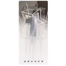 Свеча для торта Серебряный стиль Цифра 1 С-2973