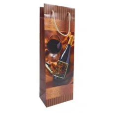 Пакет подарочный бумажный под бутылку Бутылка вина 12,3*36,2*7,8 1610