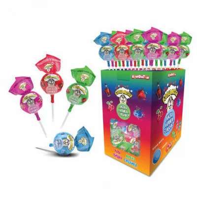 Карамель 1шт кислая на палочке ВЗРЫВ МОЗГА с жевательной резинкой, 19 г, КОНФИТОЙ, КТ94968