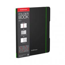 Тетрадь 48л клетка пластик "FolderBook Accent" черный резинка зеленая ERICH KRAUSE 51433 220149