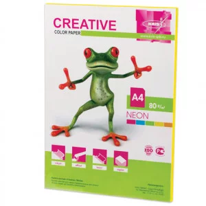 Бумага цветная CREATIVE color, А4, 80 г/м2, 50 л. неон, желтая, БНpr-50ж 110517