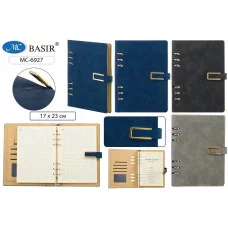 Ежедневник: материал-кожезаменитель /нубук/, цвет-чёрный, серый и синий, золотистая застёжка на магн МС-6927